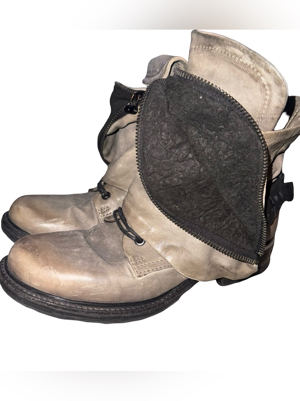 A.S.98 Distressed Leather Moto Boots Avant Garde Lagenlook Combat Ankle 8.5 39 - Picture 2 of 9